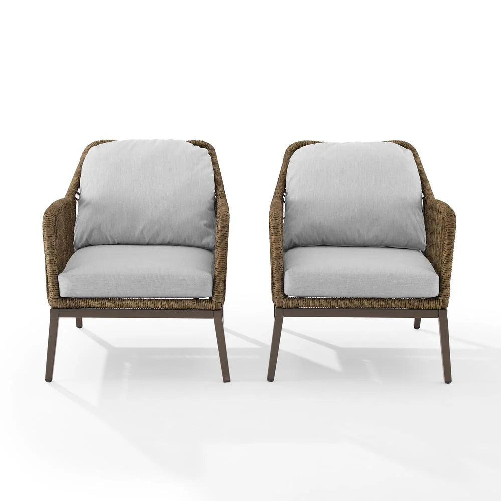 Gray Brown Wicker Outdoor Armchair Set M182