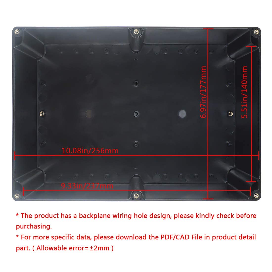 ABS Plastic Electrical Project Case Power Junction Box Black 10.4 x 7.2 x 3.7 Pack of 1 E102775