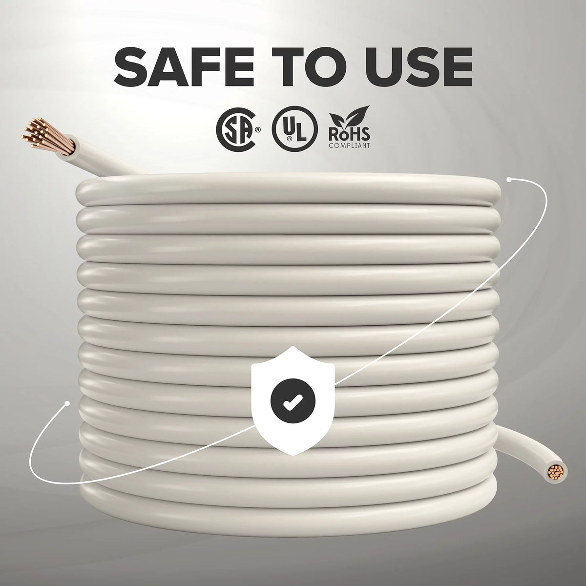 White 25 Feet 10 AWG Insulated Stranded Copper THHN THWN Wire N5194