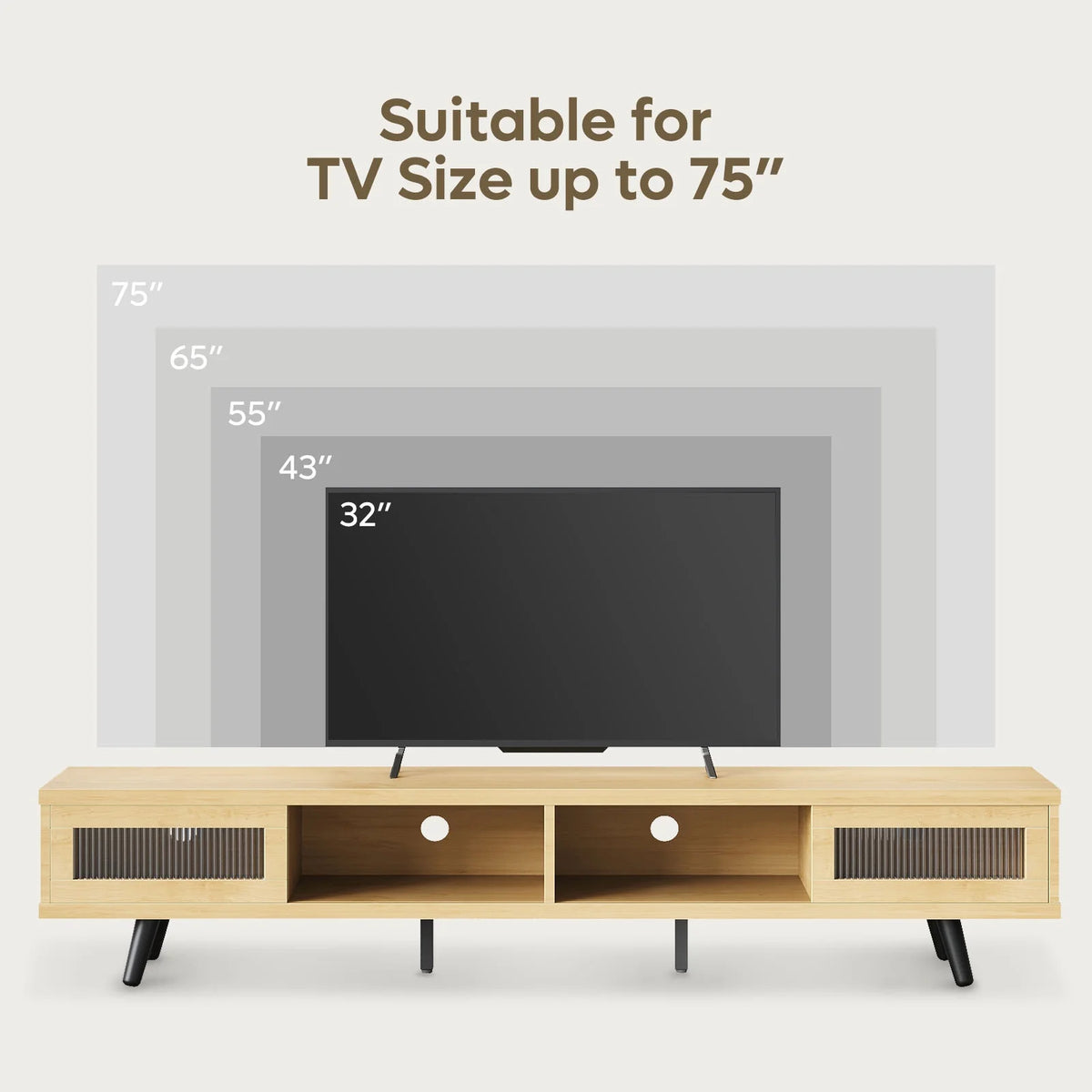 70 LED TV Stand with Sliding Glass Door L9630