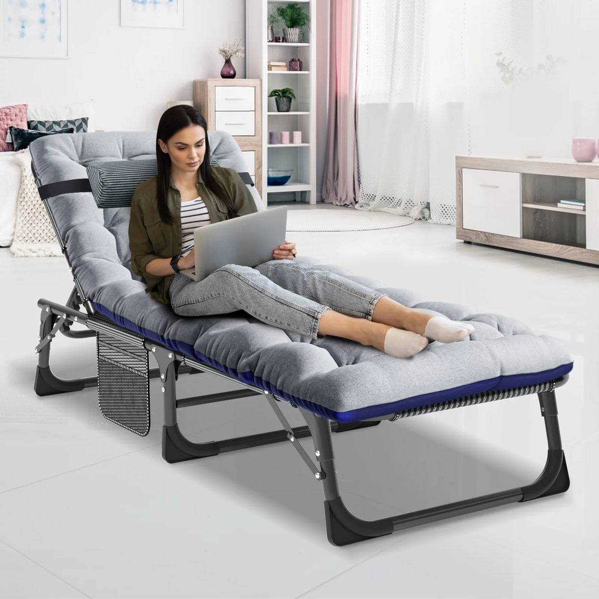 Camping Cot with Mattress and Pillow P7392