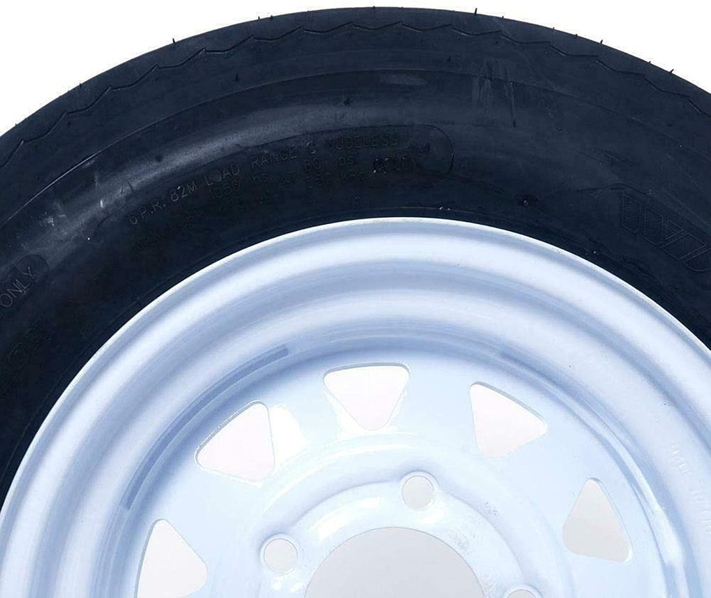 5.30 x 12 Trailer Tire and Wheel 5 Lug White Spoke Pack of 2 Y408113