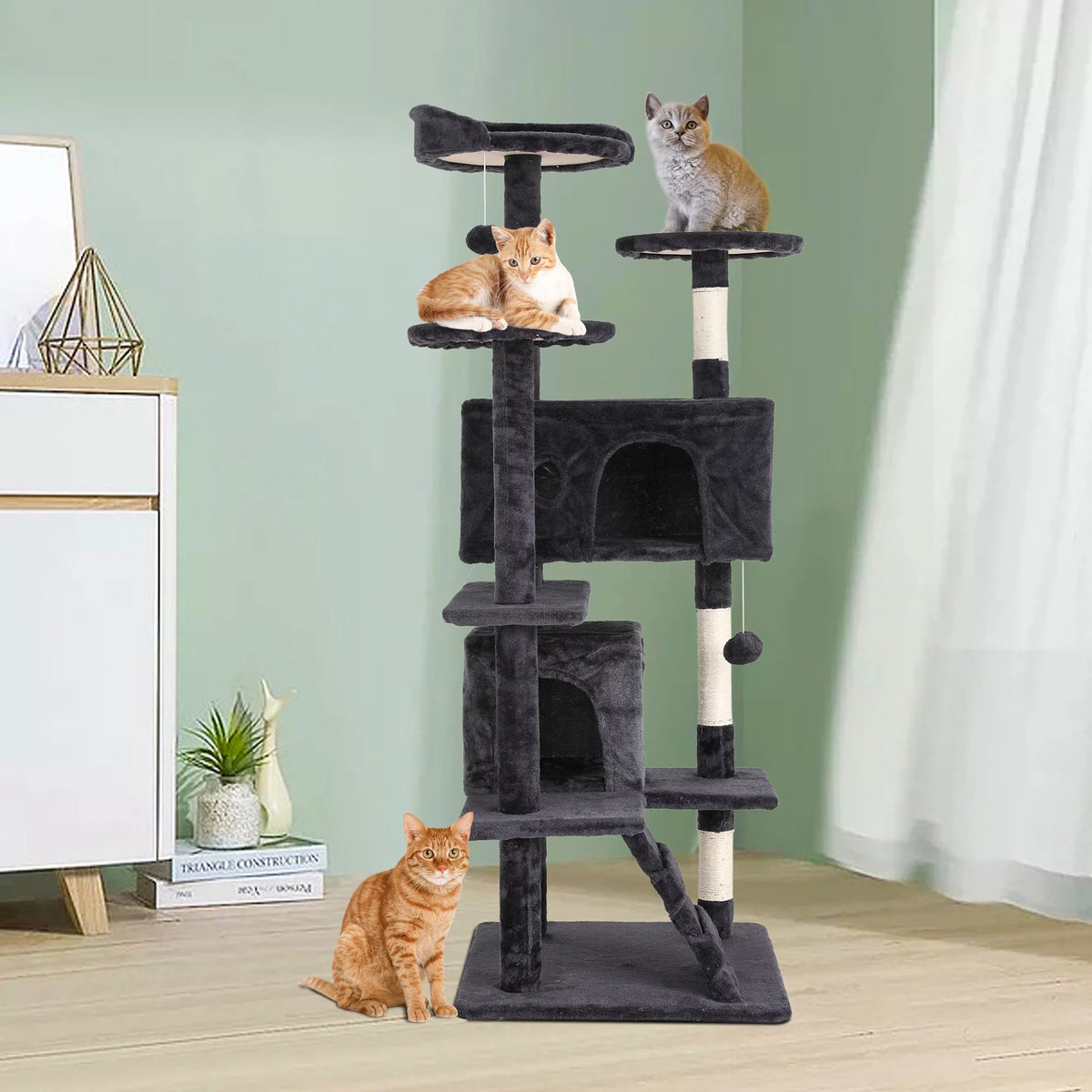 54 inch Dark Gray Cat Tree and Tower T52822