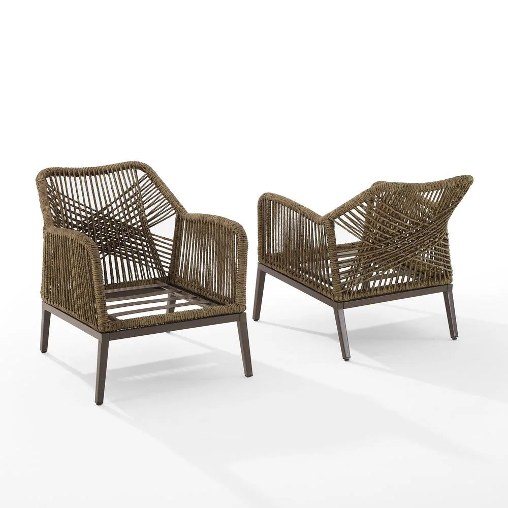 Gray Brown Wicker Outdoor Armchair Set M182