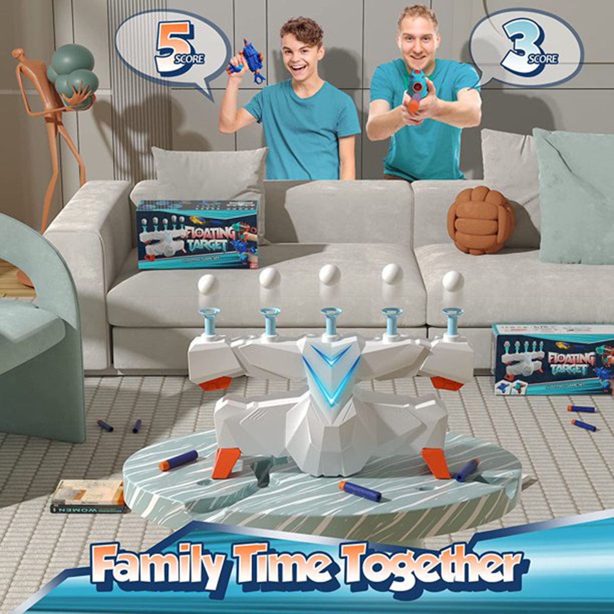 Floating Ball Targets with 2 Foam Shooting Guns Toy Game Set D8070