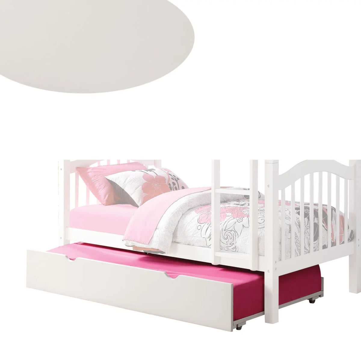 White Twin Size Wooden Trundle with Caster Wheels D3402