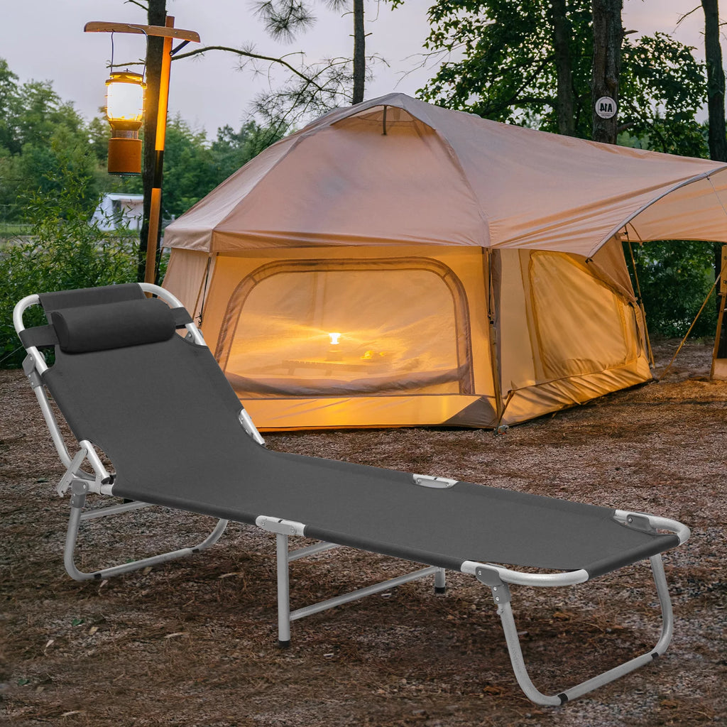 Black Portable Folding Camping Cot with Carry Bag K8853