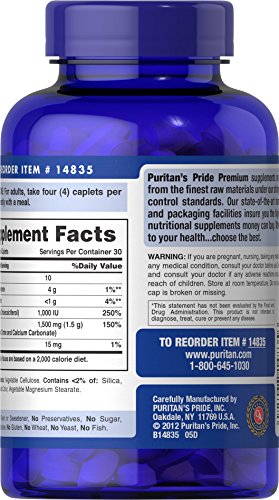120 Coated Caplets Calcium 1500 mg with Vitamin D3 25mcg M83559