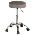 Gray Velvet Adjustable Backless Stool with Casters J782387