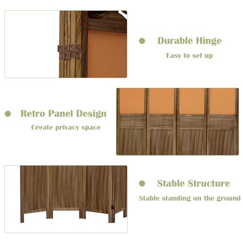 6 Panel Wood Room Divider, Light Brown I22160
