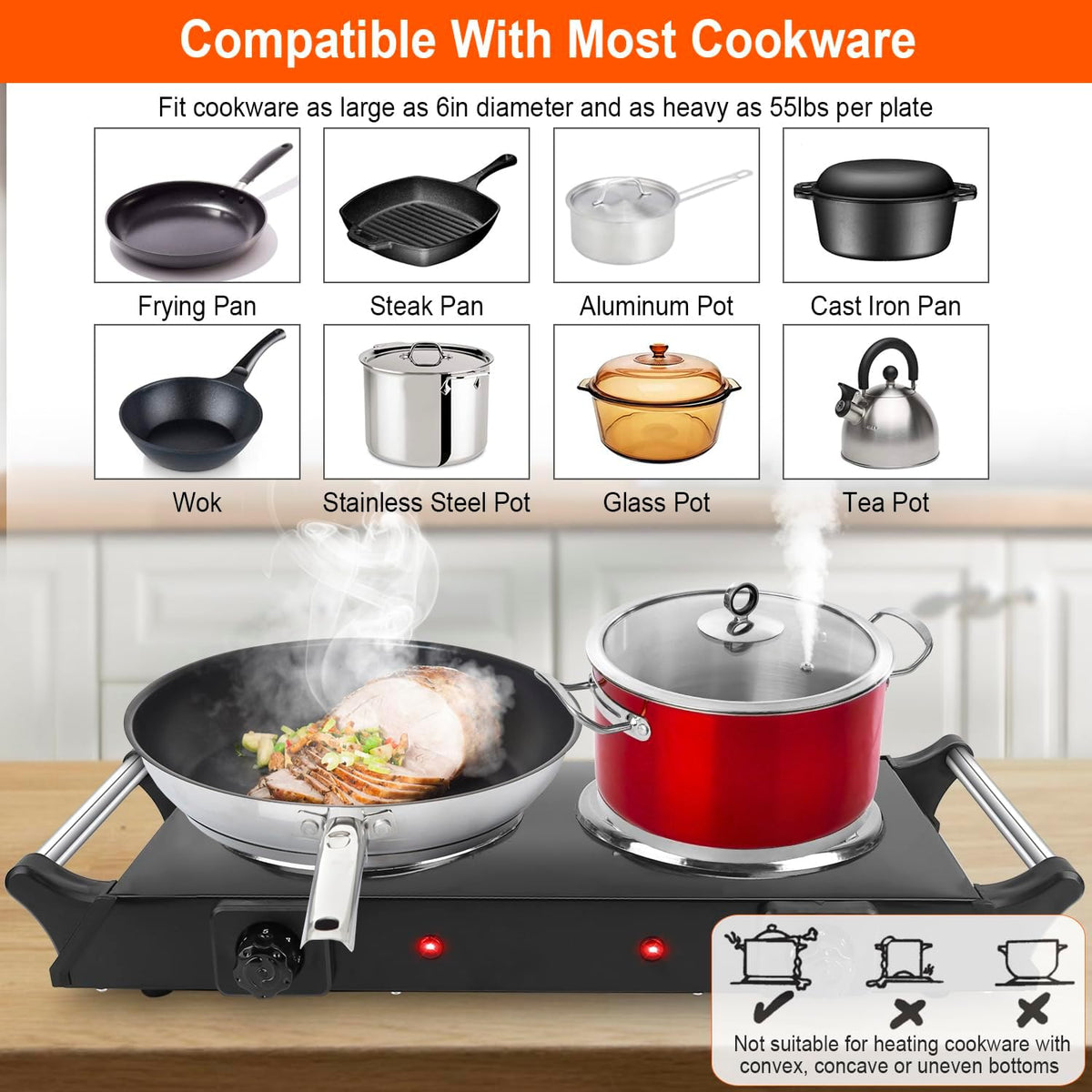 2000W Portable Double Coil Electric Hot Plate A502