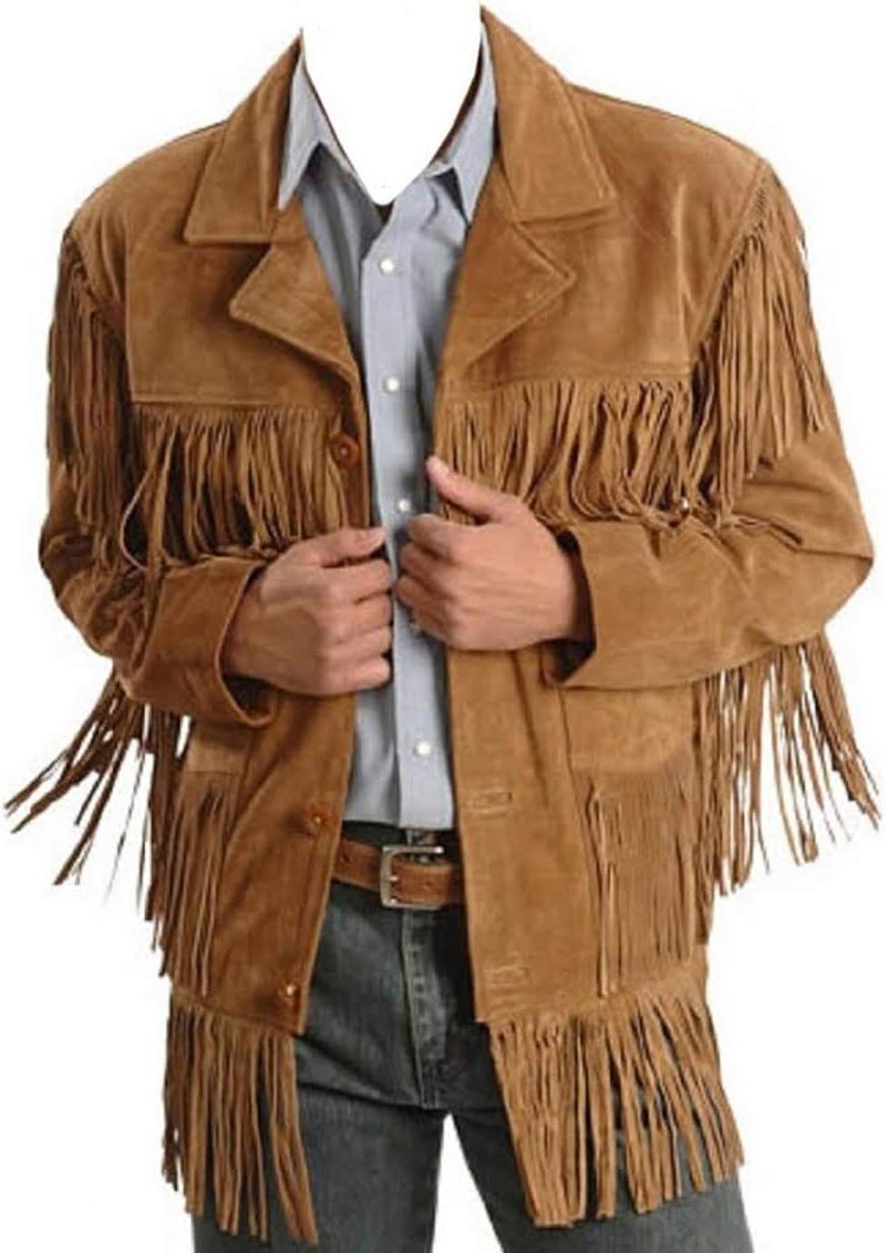 Brown Suede Leather Cowboy Jacket with Fringe Z28513