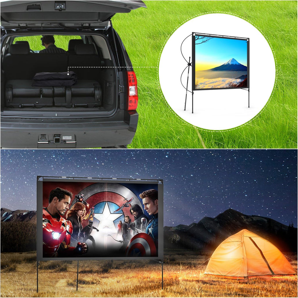 80 Inch Foldable Portable Outdoor Projector Screen with Stand and Bag W387