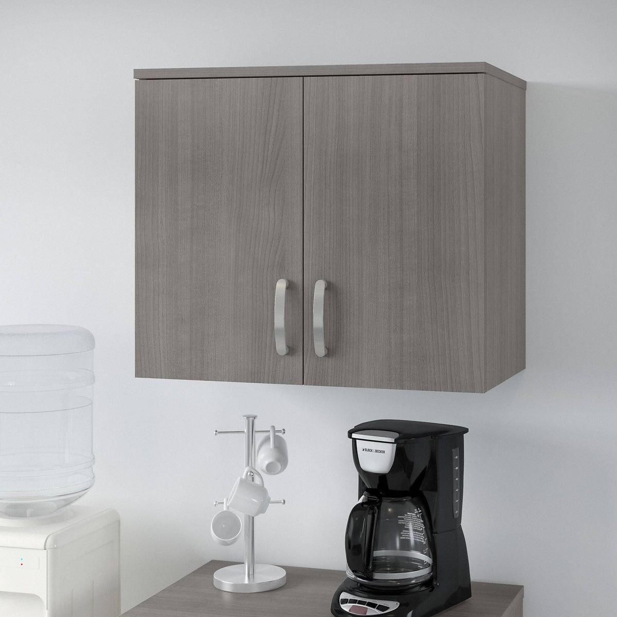 Platinum Gray Wall Cabinet with Doors and Shelves P757