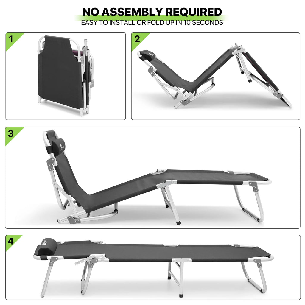 Black Portable Folding Camping Cot with Carry Bag K8853