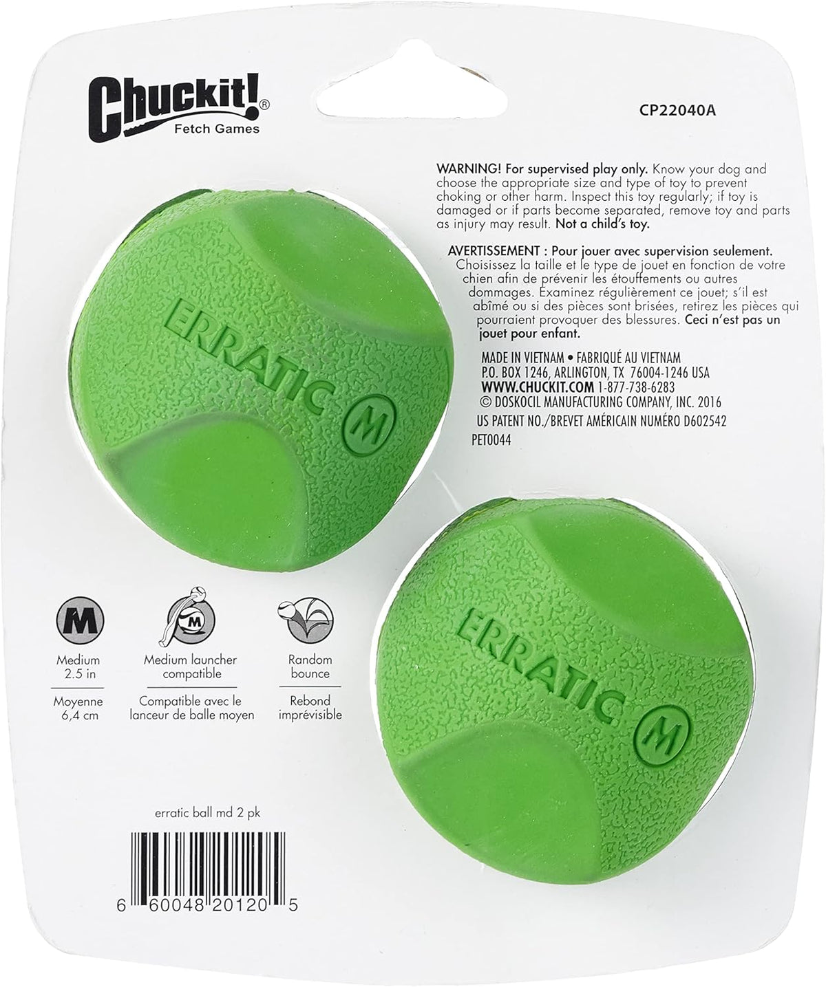 Medium 2.5 Inch Pack of 2 Dog Toy Y418