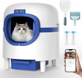 White & Blue Self Cleaning Automatic Cat Litter Box with 2 Rolls Garbage Bags P99947