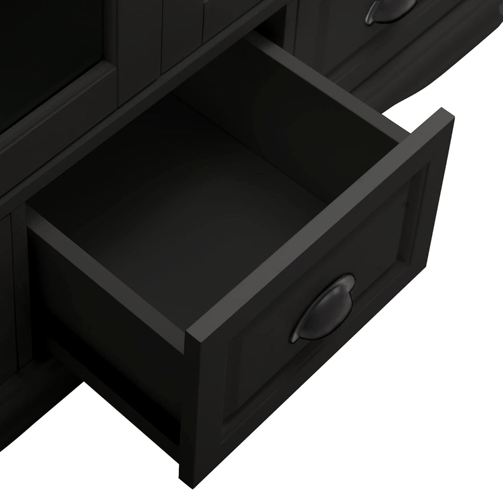 Black Storage Cabinet with Tempered Glass Doors and Adjustable Shelf K82175