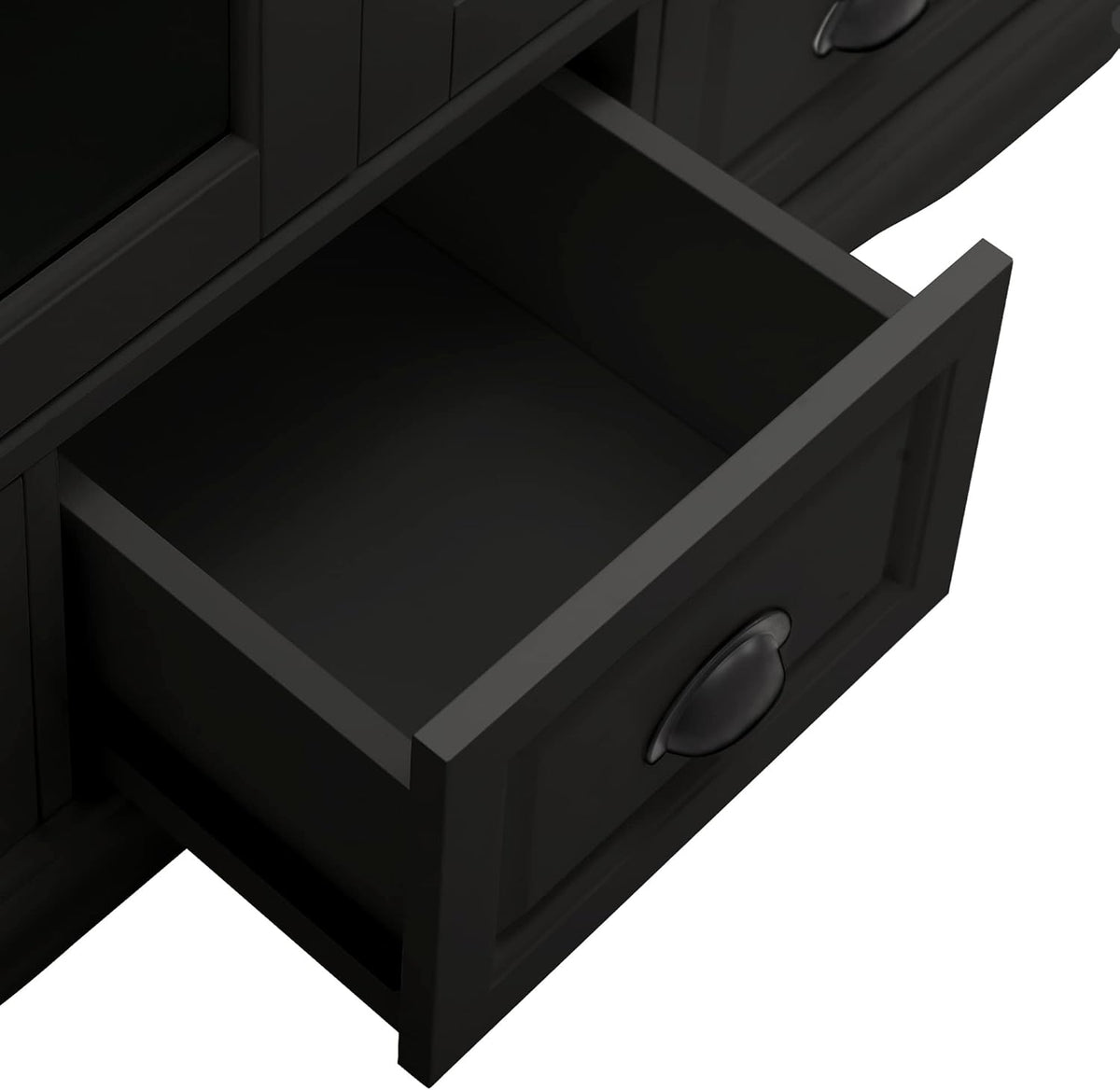 Black Storage Cabinet with Tempered Glass Doors and Adjustable Shelf K82175