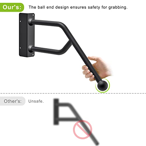 Heavy Duty Handrail Jamb-Mount Handrail for 1-3 Steps Fully Welded Iron Handrail 28'' Long 1.3'' Dia Q6914