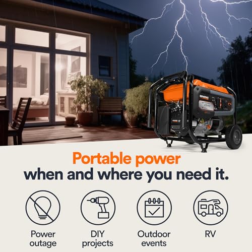 8,000-Watt Gas-Powered Portable Generator with Electric Start P907005