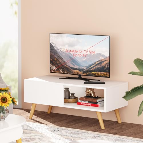 Wood Aesthetic Coffee Table with Storage, 39.4 * 19.7 * 18.5 in (Rust Brown) U441