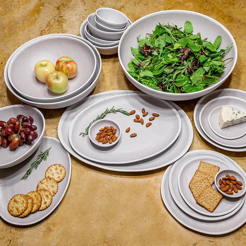 1.5 qt. Glazed Grey Melamine Bowl with White Trim K52074