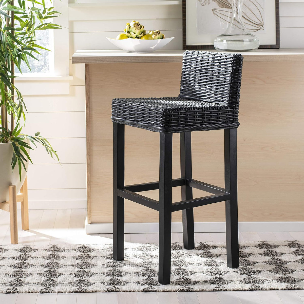 Cappuccino Wicker Bar Stool D754