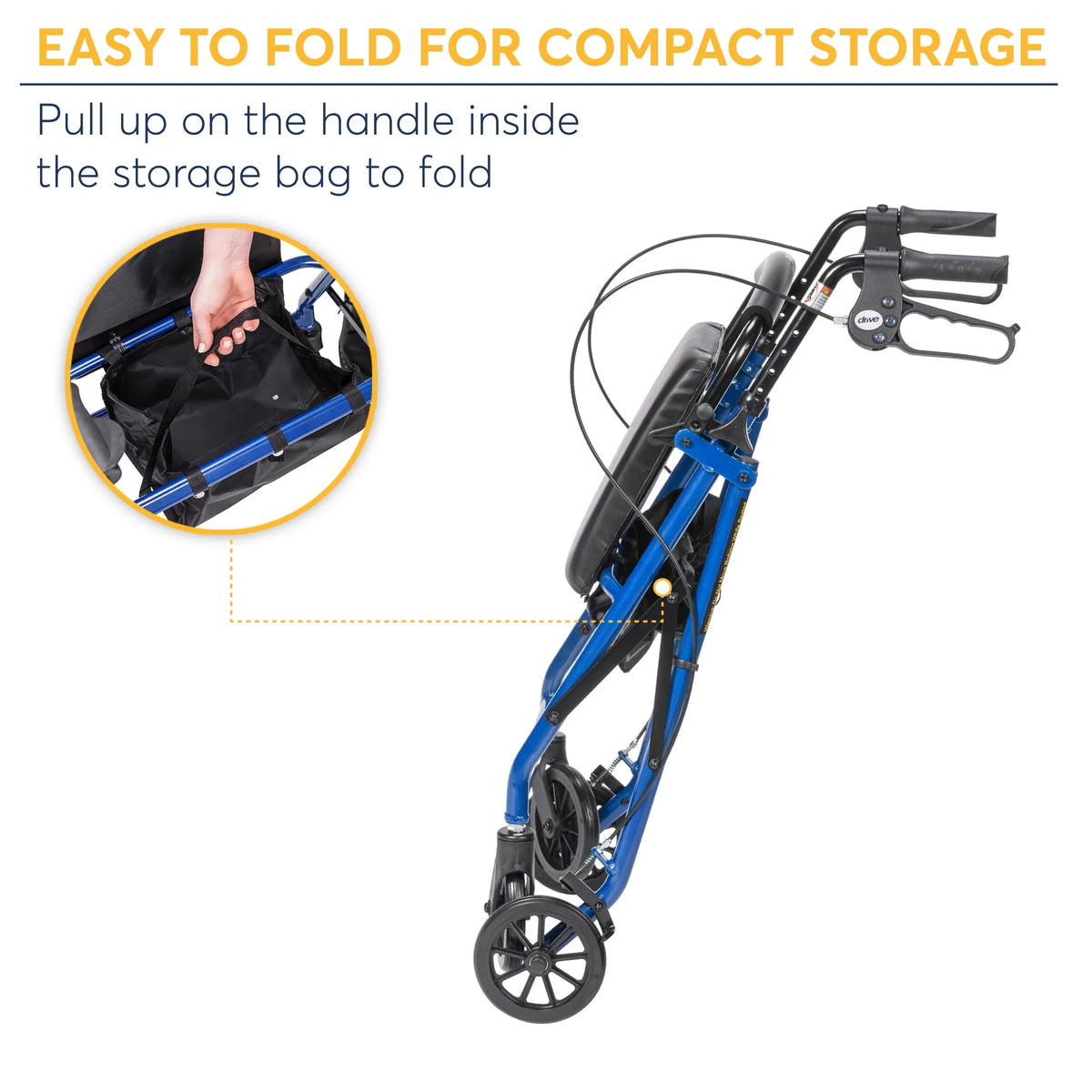 Blue 6 Wheel Rollator Walker with Padded Seat J833