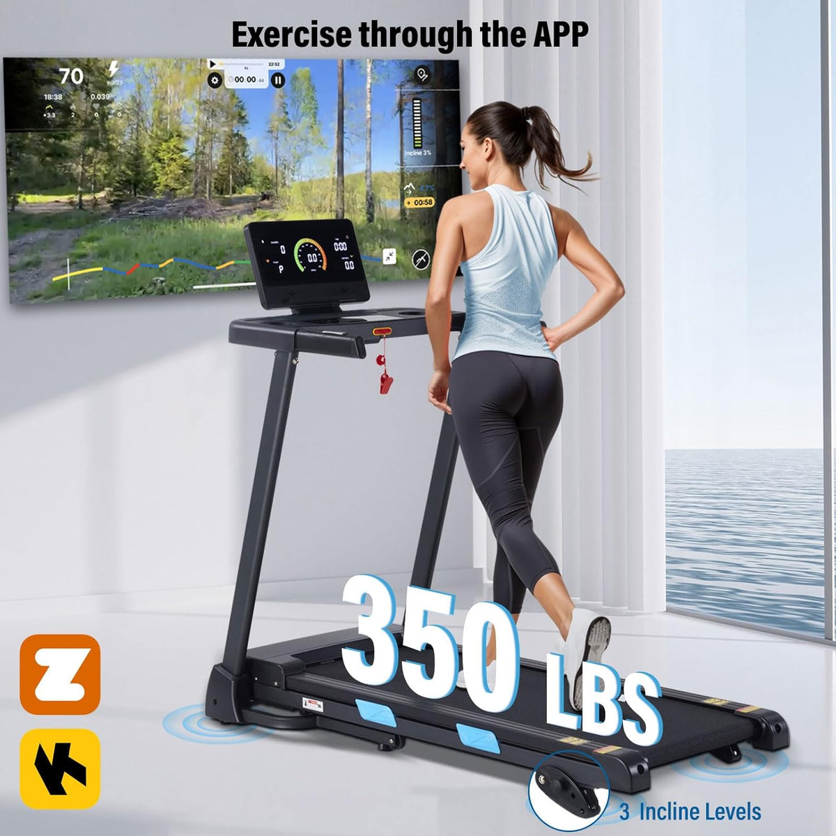 350 lbs Capacity 3.0HP Treadmill with Incline B772206