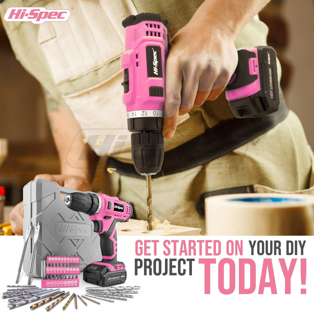 50 Piece Pink 12V Cordless Drill Driver & Multi Bit Set with Tool Case B731210