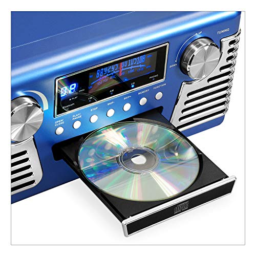 Black 3-Speed Turntable with CD Player, AM/FM Radio, Bluetooth Y13955