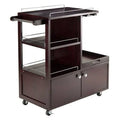 Wood Espresso Entertainment Cart with Serving Tray F7068