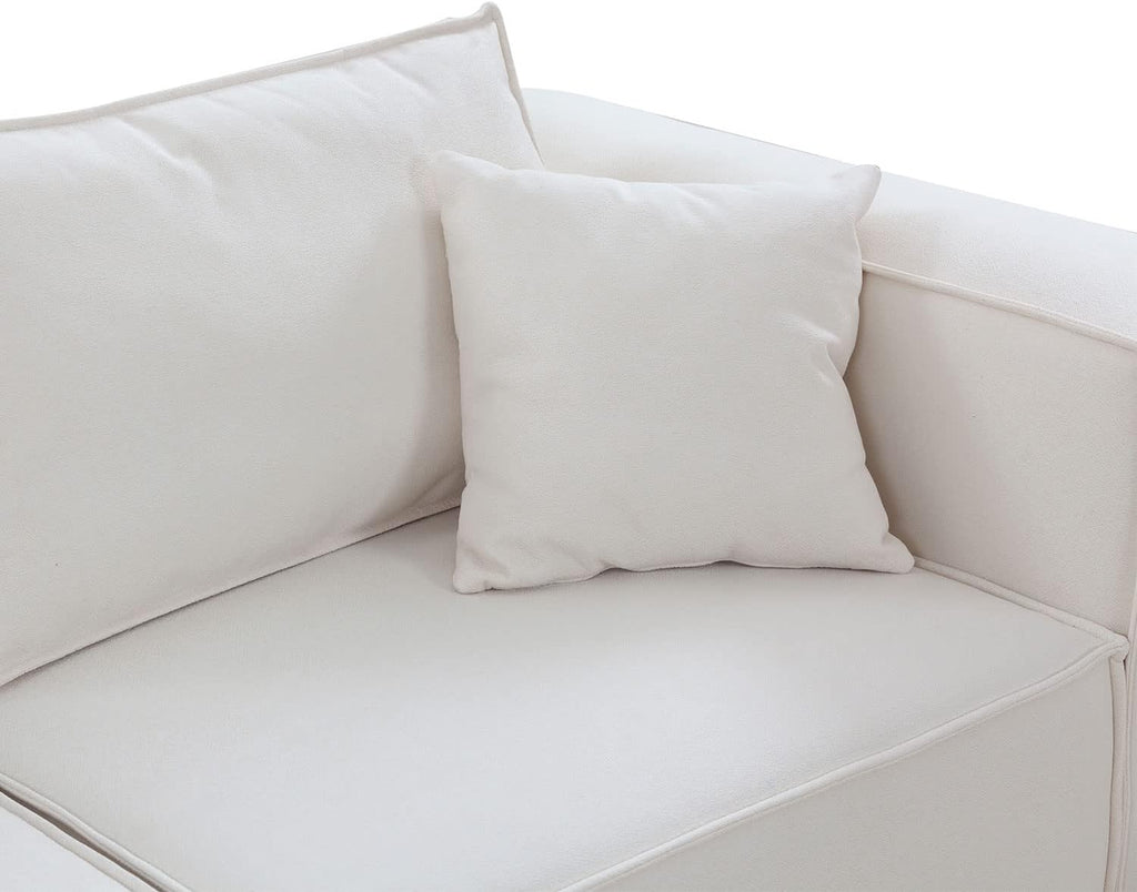 White L Shaped Modular Sectional Sofa with Ottoman L6730