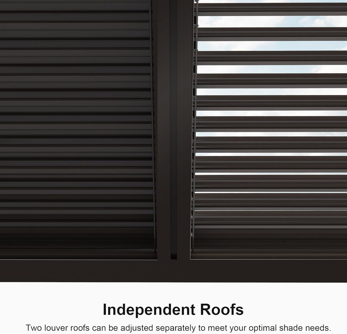 11' × 13' Louvered Aluminum Pergola with Roller Blinds D493