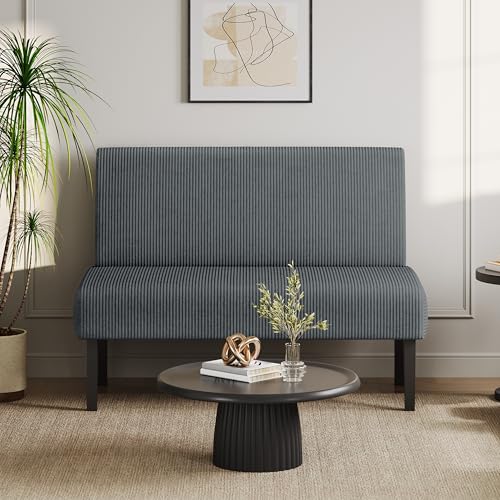 Beige Corduroy Armless Loveseat Futon I193