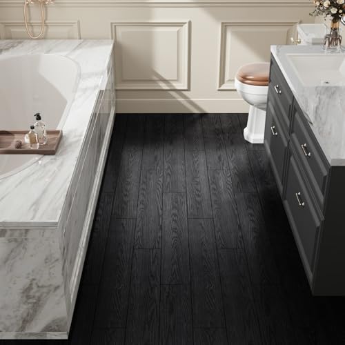24-Pack Black Vinyl Plank Flooring 6"x36" Self Adhesive H88047