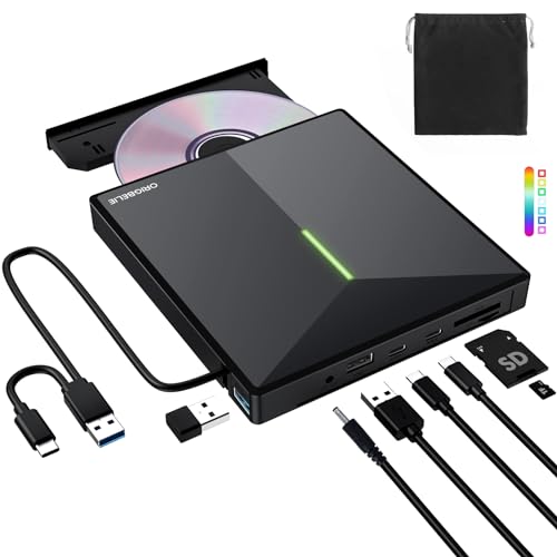 USB 3.0 Type-C Ultra Slim 13mm Portable CD DVD +/-RW Drive (Black) C6359