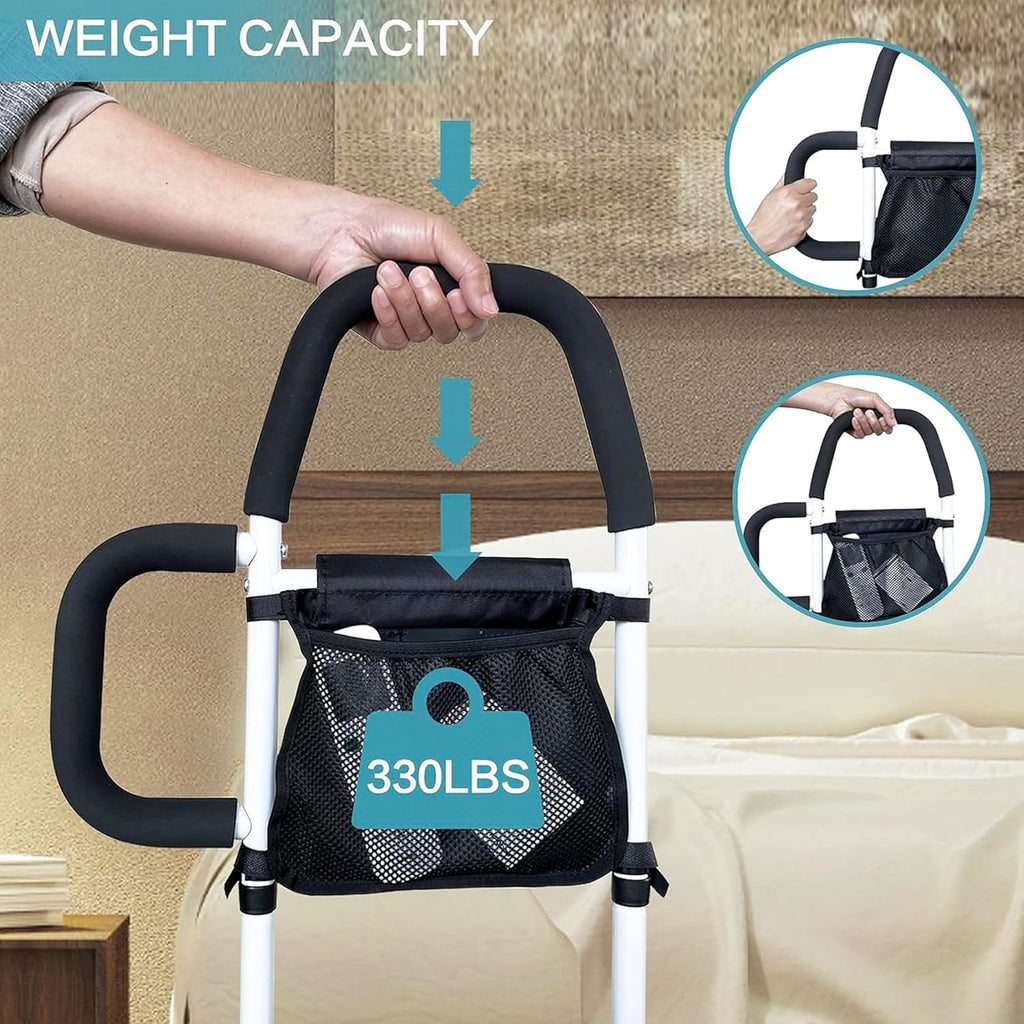 Heavy Duty 330lbs Bed Rails with Dual Padded Grab Bars & Storage Pocket L93607
