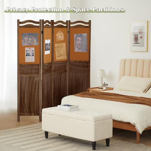 6 Panel Wood Room Divider, Light Brown I22160