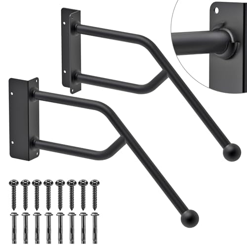 Heavy Duty Handrail Jamb-Mount Handrail for 1-3 Steps Fully Welded Iron Handrail 28'' Long 1.3'' Dia Q6914