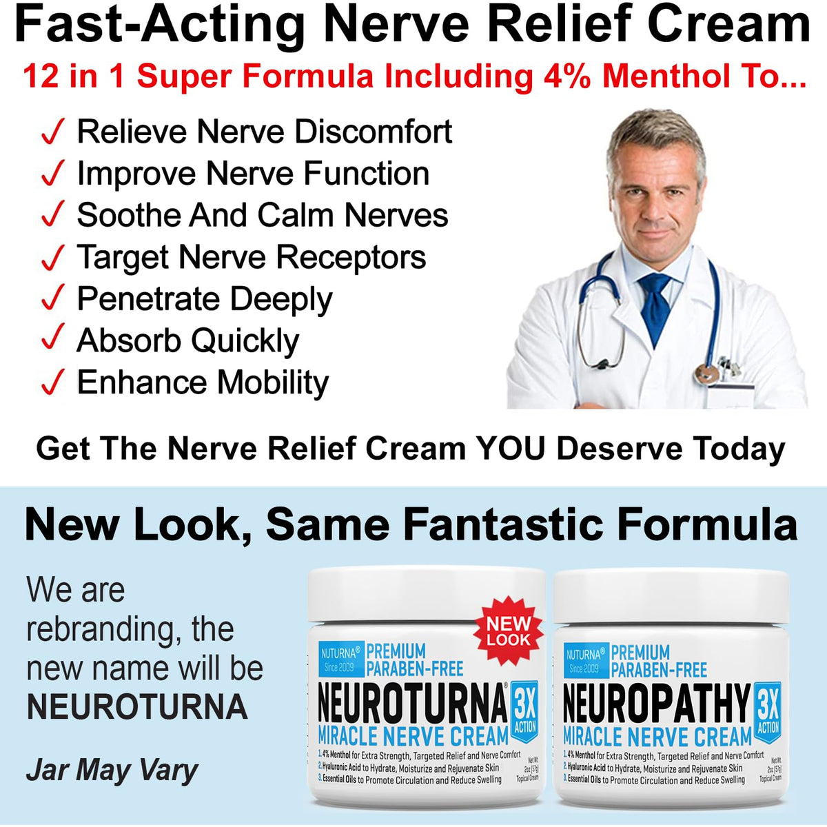 Nerve Relief Cream with 4% Menthol MSM 6 Oz H438119