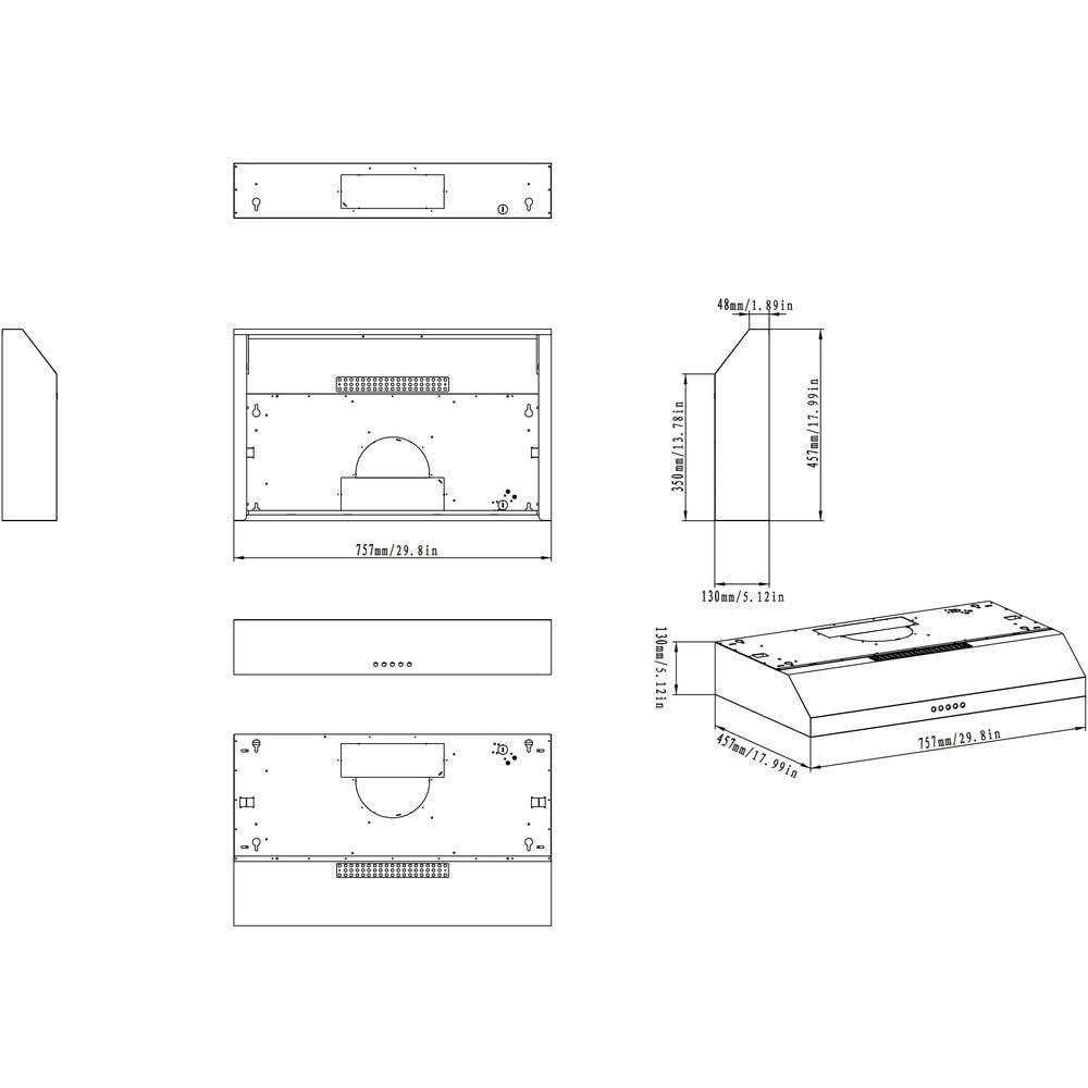 30x22 250 CFM Ducted Under Cabinet Range Hood F3577