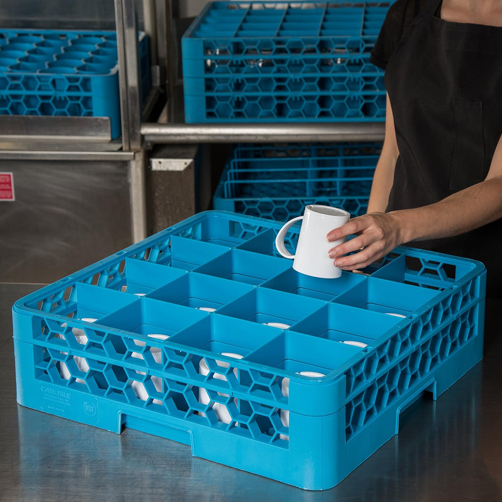 16 Compartment Glass Rack with 1 Extender, Blue (Pack of 4) A453