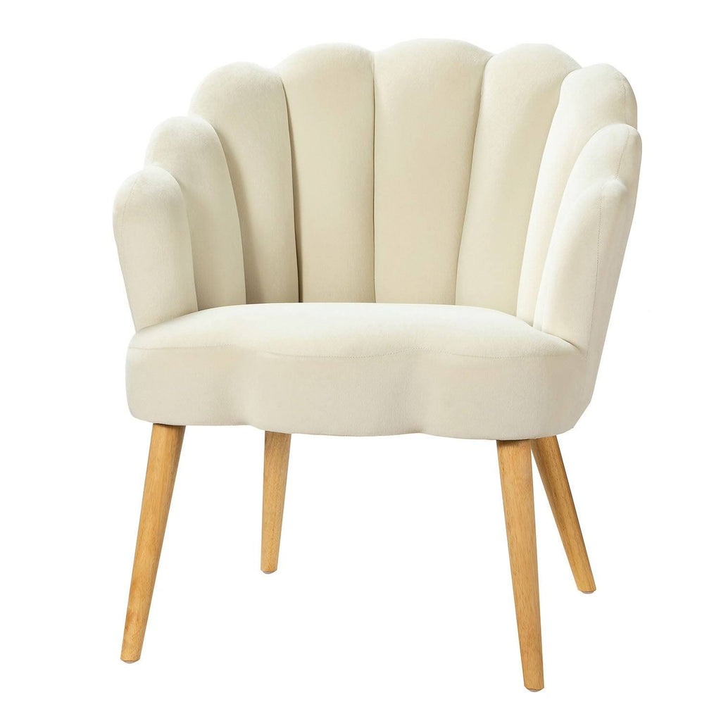 Green Scalloped Velvet Arm Chair Y48915
