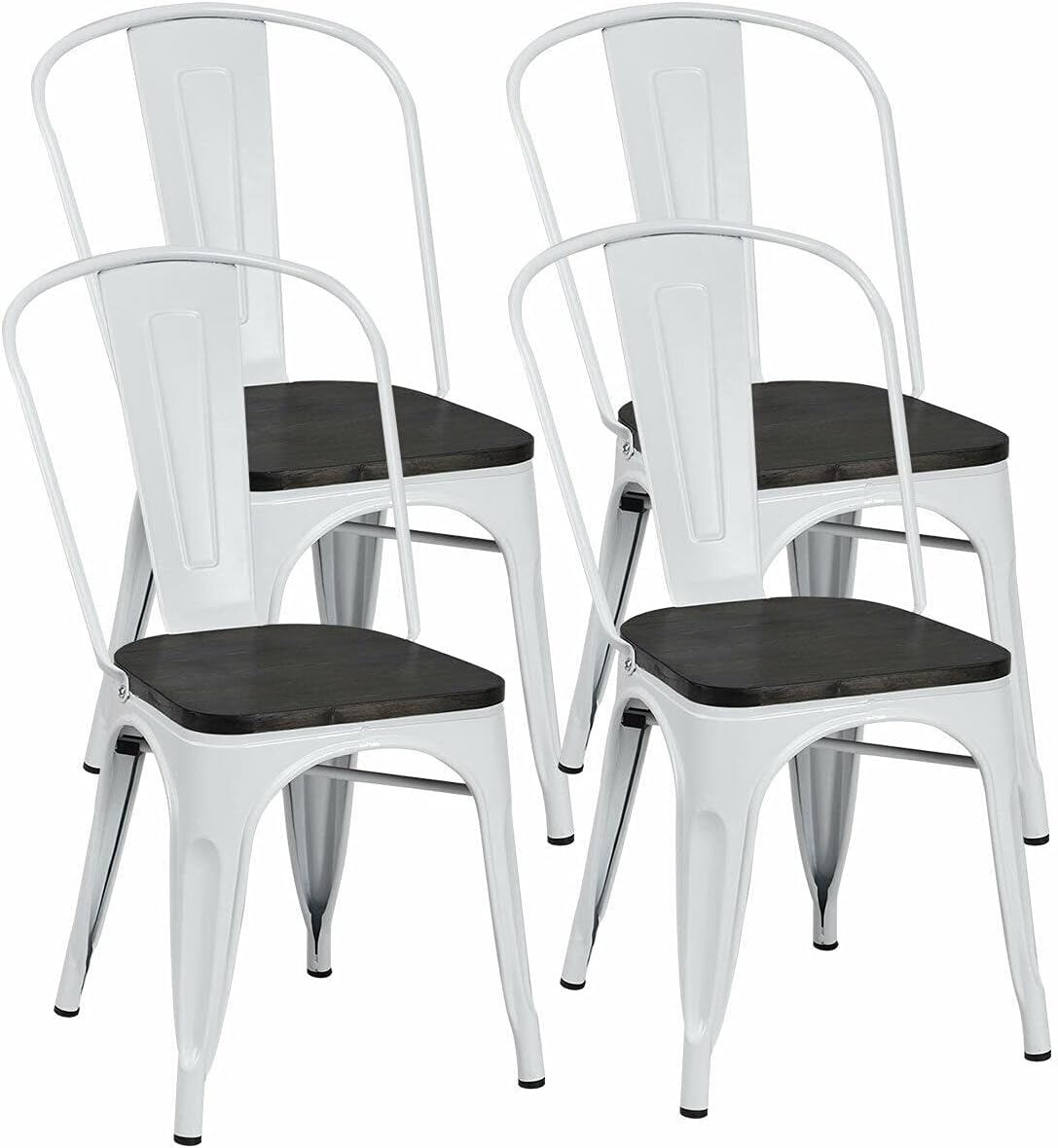White and Brown Metal Dining Chairs Set of 4 G38082
