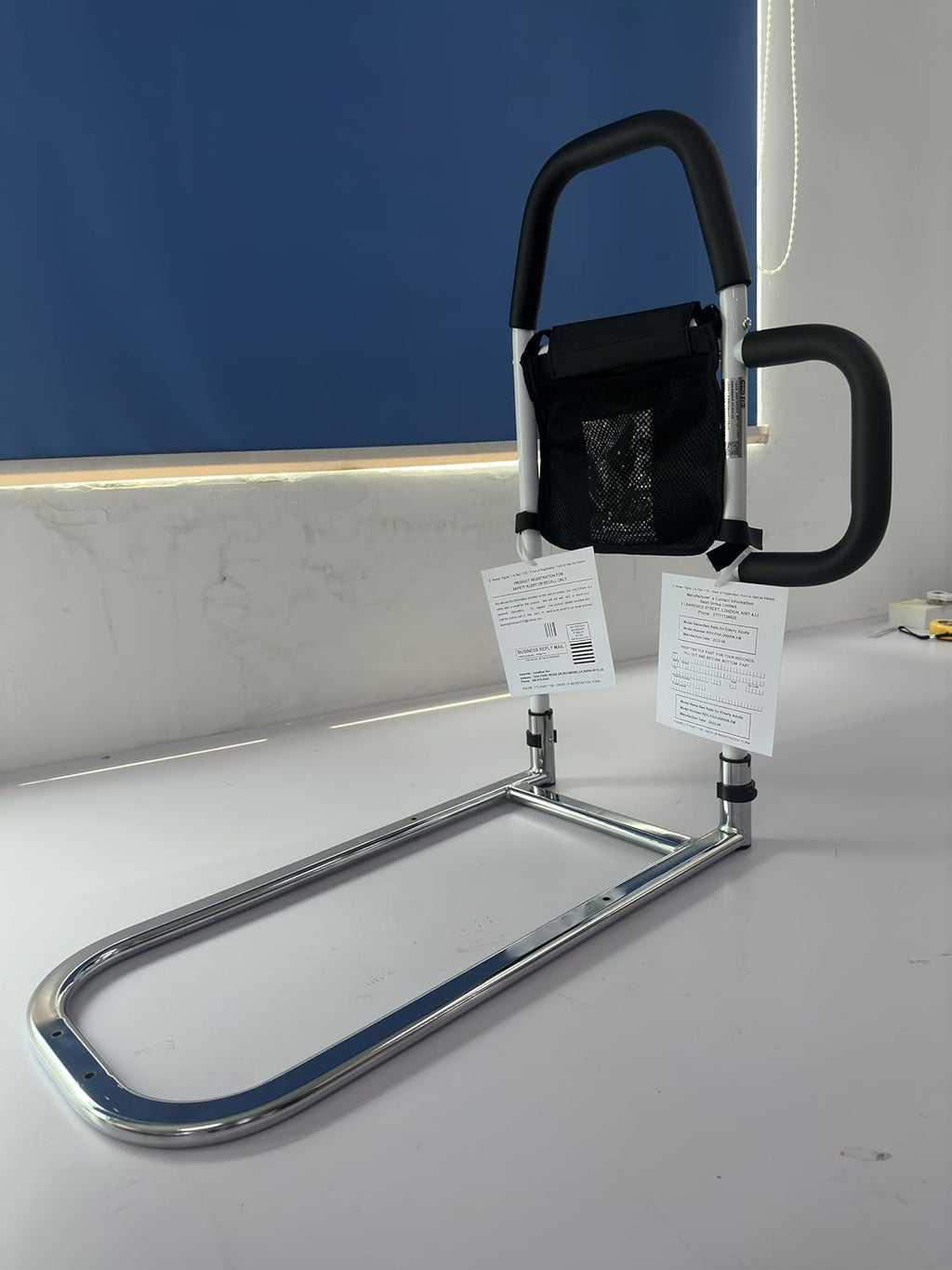 Heavy Duty 330lbs Bed Rails with Dual Padded Grab Bars & Storage Pocket L93607