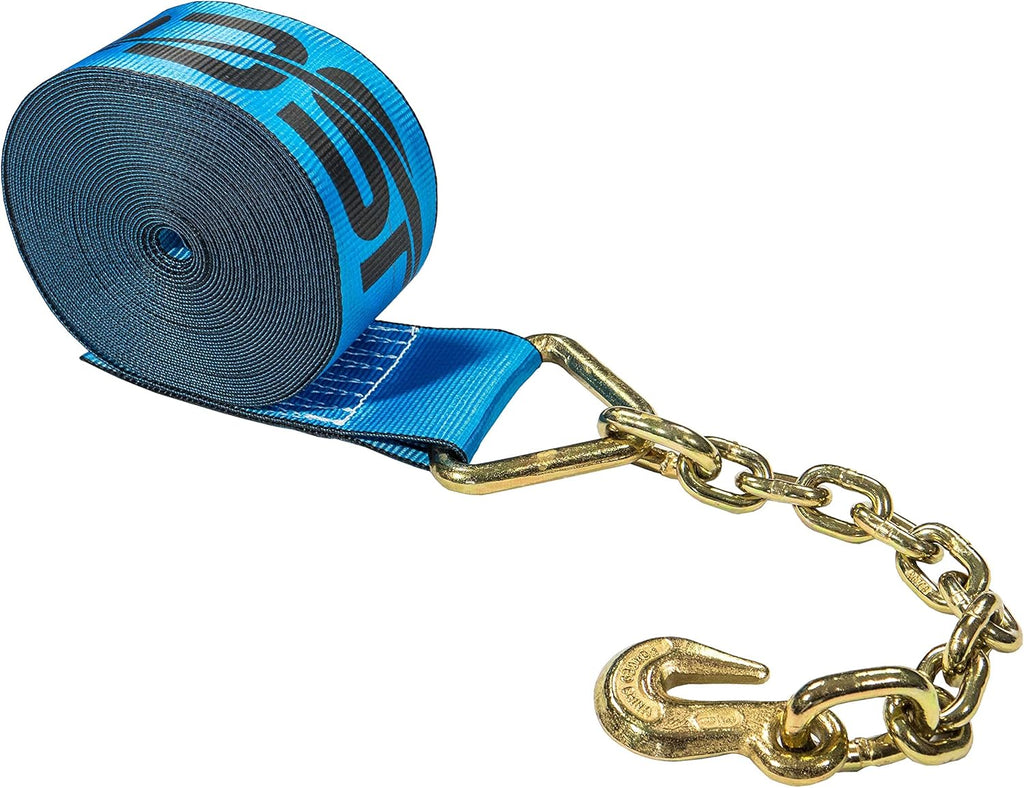 4 Inch x 50 Foot Blue Winch Strap with Chain Extension K127