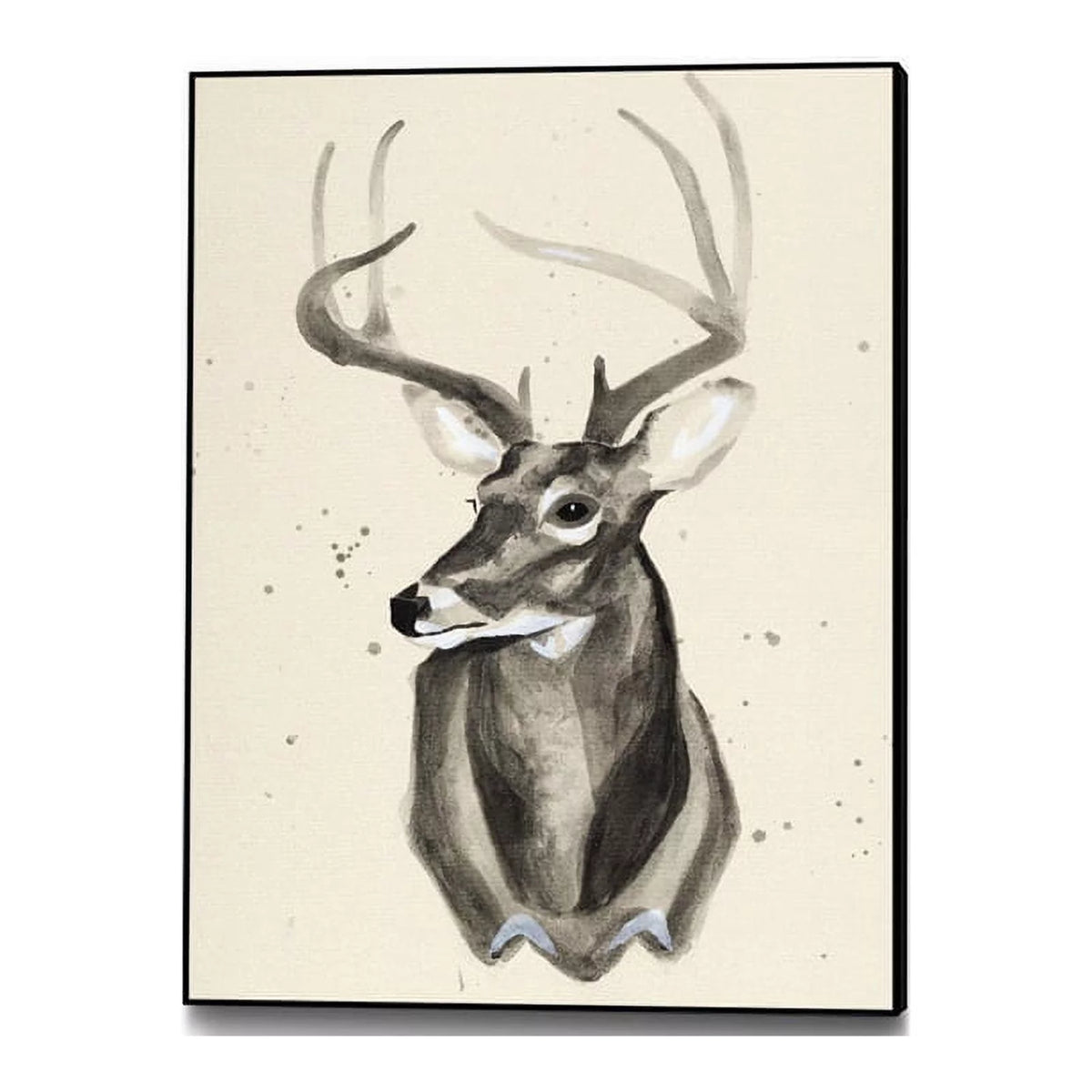 Canvas 24x32 Watercolor Deer Head 3 Framed in Multi-Color V611