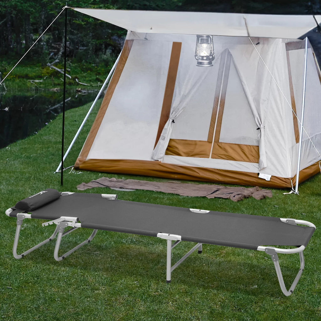 Black Portable Folding Camping Cot with Carry Bag K8853